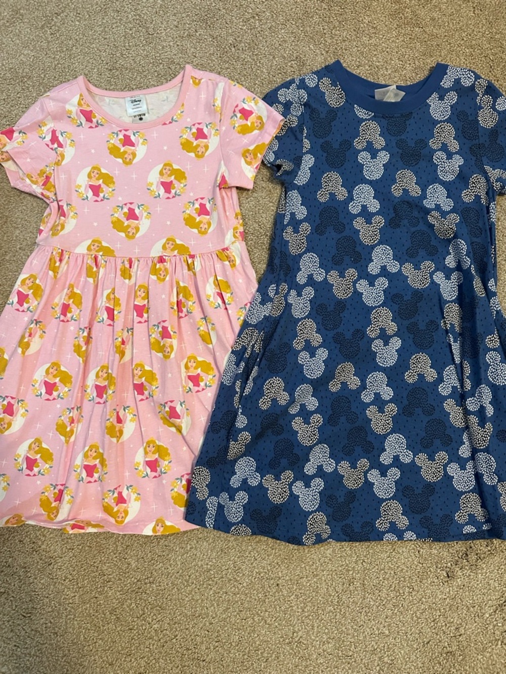 2 Hanna Andersson x Disney Girls Pink Princess & Navy Mickey Print Dresses
